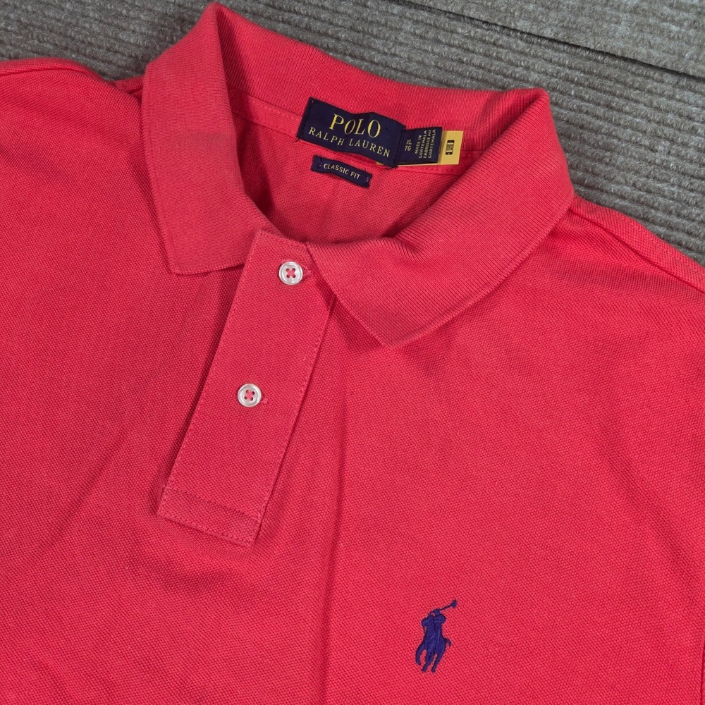 Polo Ralph Lauren Mens XL Red Classic Fit Short Sleeve Pique Polo Shirt